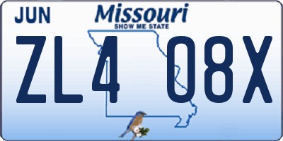 MO license plate ZL4O8X