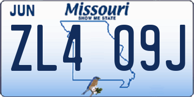 MO license plate ZL4O9J