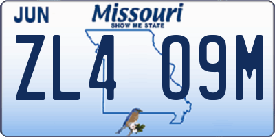 MO license plate ZL4O9M