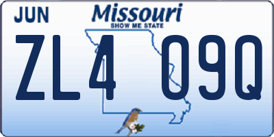 MO license plate ZL4O9Q