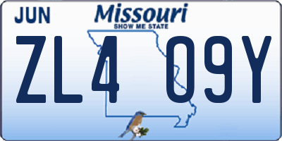 MO license plate ZL4O9Y