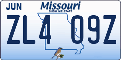 MO license plate ZL4O9Z