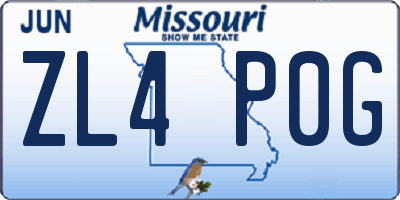 MO license plate ZL4P0G