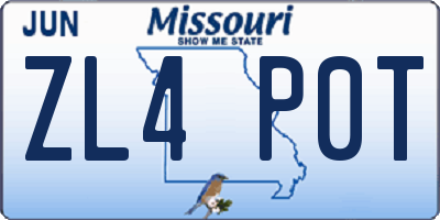 MO license plate ZL4P0T