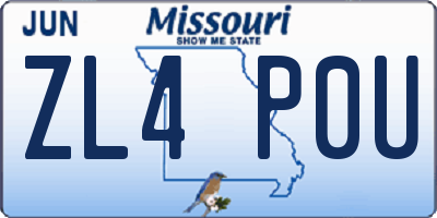 MO license plate ZL4P0U
