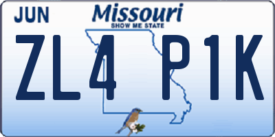 MO license plate ZL4P1K