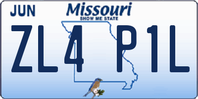 MO license plate ZL4P1L