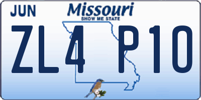 MO license plate ZL4P1O