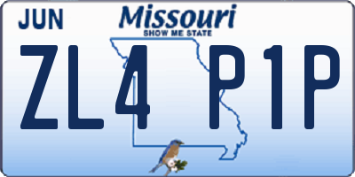 MO license plate ZL4P1P