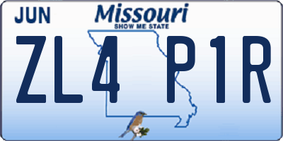 MO license plate ZL4P1R