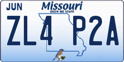 MO license plate ZL4P2A