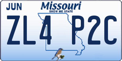 MO license plate ZL4P2C