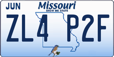 MO license plate ZL4P2F