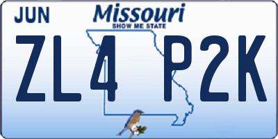 MO license plate ZL4P2K