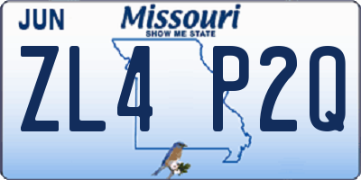 MO license plate ZL4P2Q