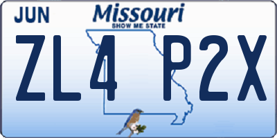 MO license plate ZL4P2X