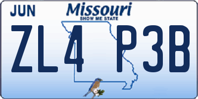 MO license plate ZL4P3B