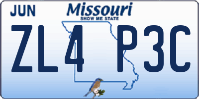 MO license plate ZL4P3C