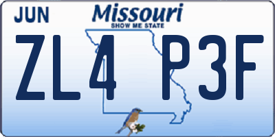 MO license plate ZL4P3F