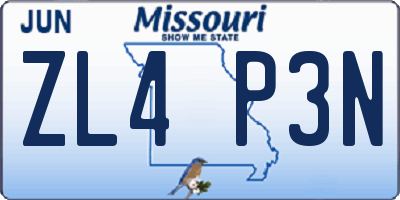 MO license plate ZL4P3N