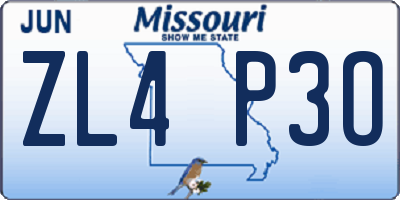 MO license plate ZL4P3O