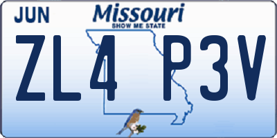 MO license plate ZL4P3V