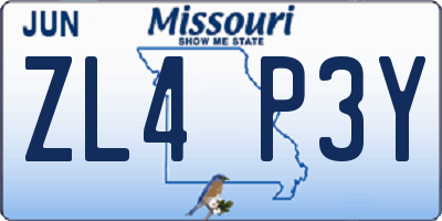 MO license plate ZL4P3Y