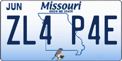 MO license plate ZL4P4E