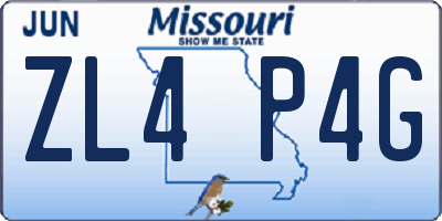 MO license plate ZL4P4G
