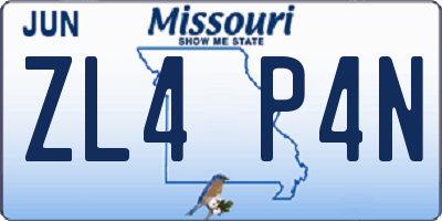 MO license plate ZL4P4N