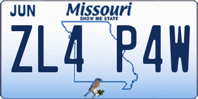 MO license plate ZL4P4W