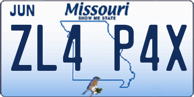 MO license plate ZL4P4X
