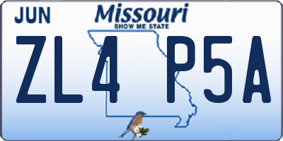 MO license plate ZL4P5A