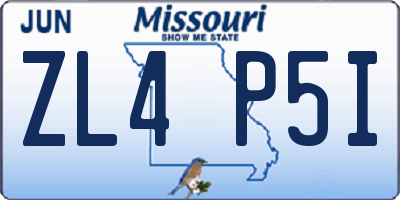 MO license plate ZL4P5I