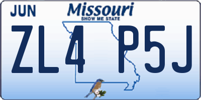 MO license plate ZL4P5J