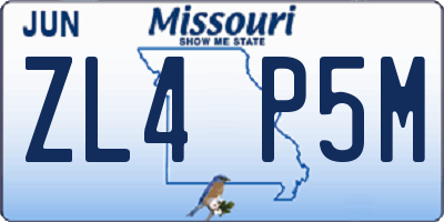MO license plate ZL4P5M