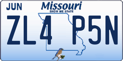 MO license plate ZL4P5N