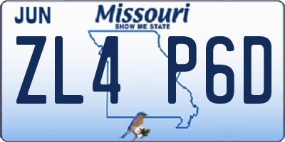 MO license plate ZL4P6D
