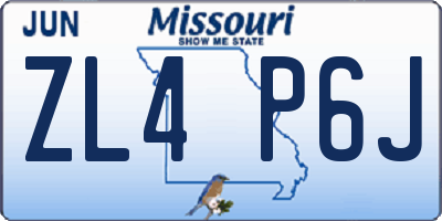 MO license plate ZL4P6J