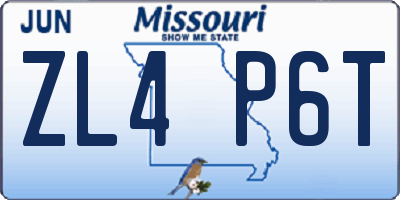 MO license plate ZL4P6T