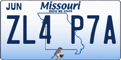 MO license plate ZL4P7A