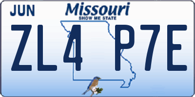 MO license plate ZL4P7E