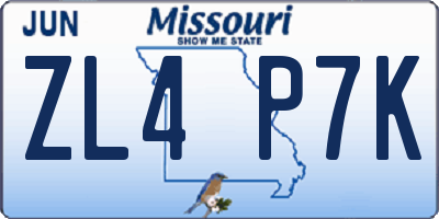 MO license plate ZL4P7K