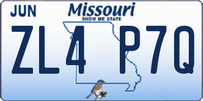 MO license plate ZL4P7Q