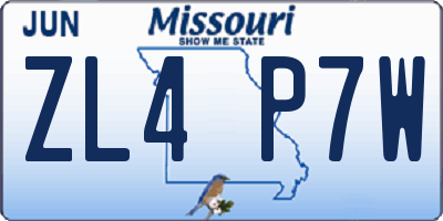 MO license plate ZL4P7W