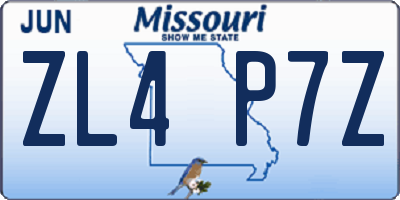 MO license plate ZL4P7Z
