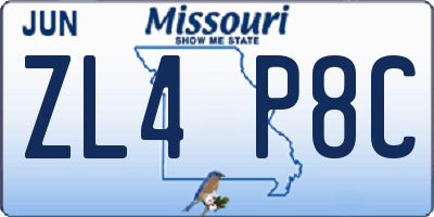 MO license plate ZL4P8C