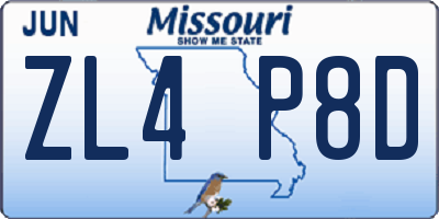 MO license plate ZL4P8D