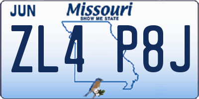 MO license plate ZL4P8J