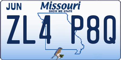 MO license plate ZL4P8Q